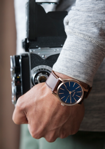 
NIXDEV01 Sentry Leather Analog Watch - Rose Gold / Gunmetal / Brown - View 5