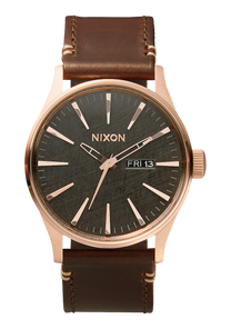 
NIXDEV01 Sentry Leather Analog Watch - Rose Gold / Gunmetal / Brown - View 1