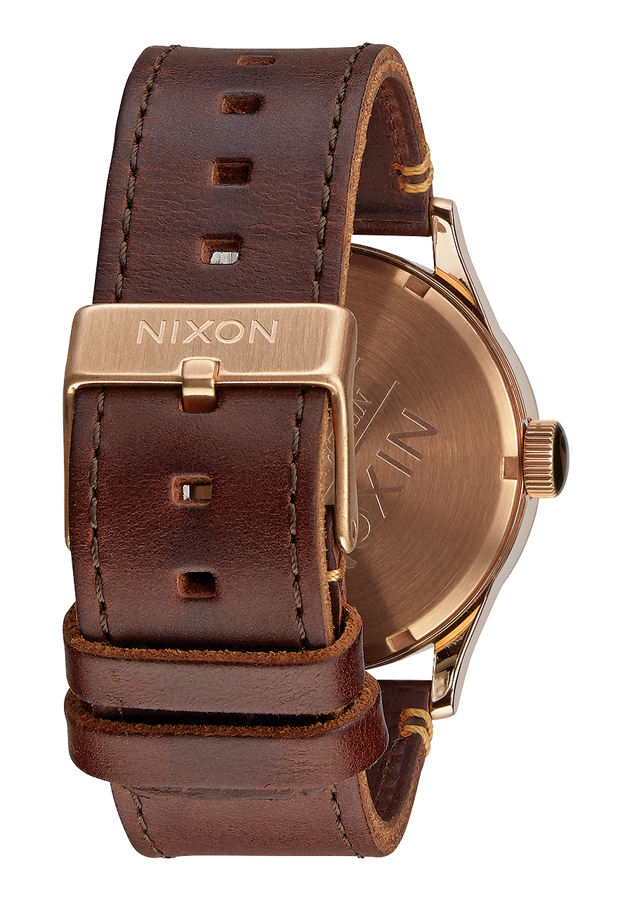 
NIXDEV01 Sentry Leather Analog Watch - Rose Gold / Gunmetal / Brown - View 3