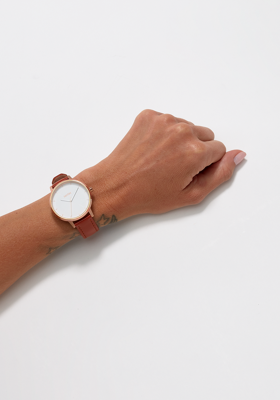 
NIXDEV01 Kensington Leather Analog Watch - Rose Gold / White - View 6