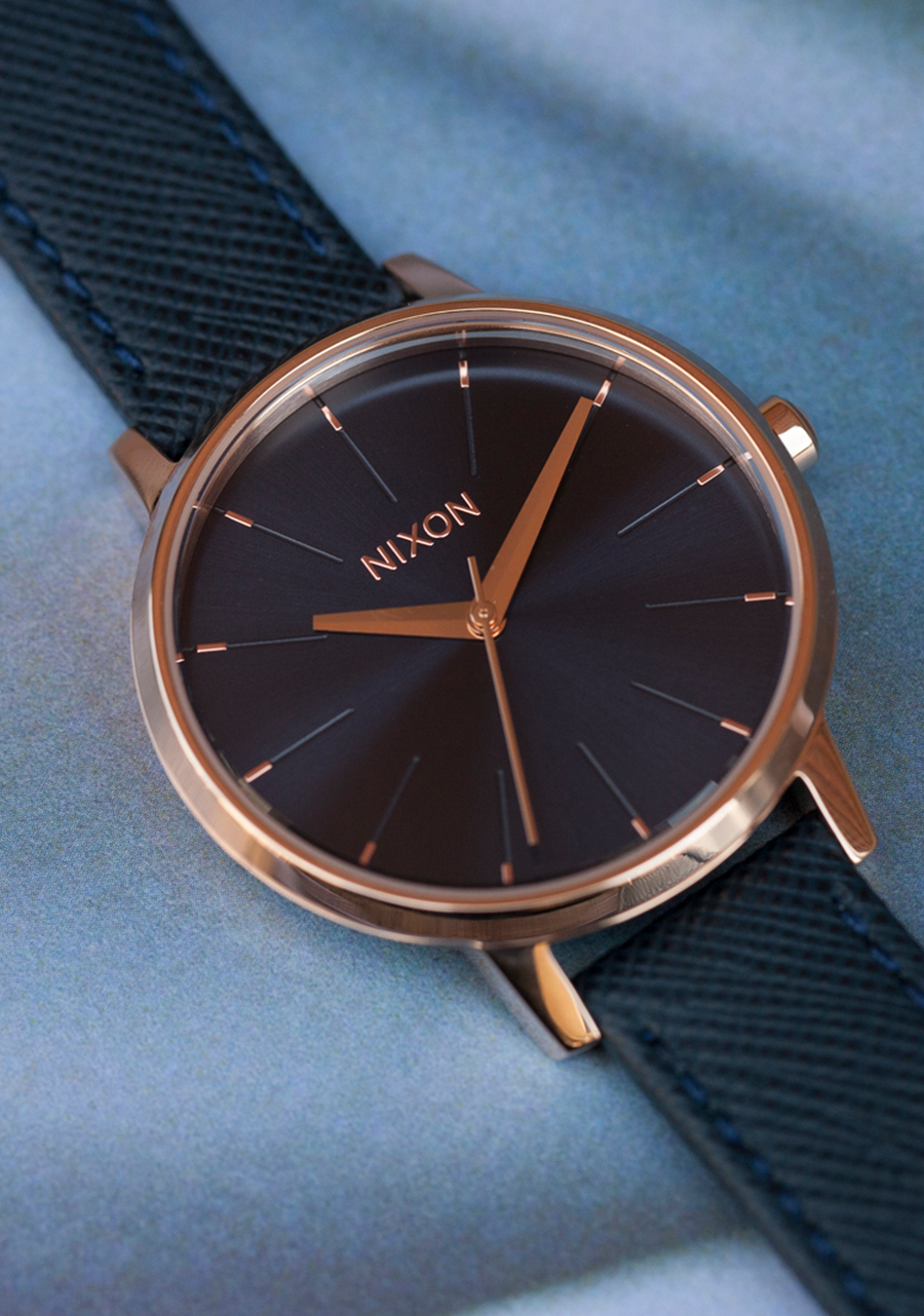
NIXDEV01 Kensington Leather Analog Watch - Navy / Rose Gold - View 5
