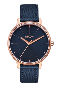 
NIXDEV01 Kensington Leather Analog Watch - Navy / Rose Gold - View 1