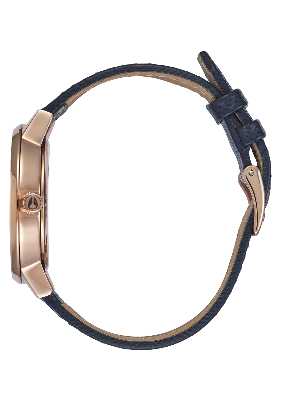 
NIXDEV01 Kensington Leather Analog Watch - Navy / Rose Gold - View 2