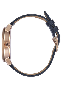
NIXDEV01 Kensington Leather Analog Watch - Navy / Rose Gold - View 2