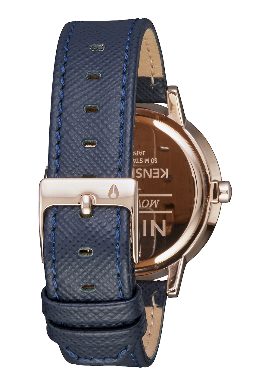 
NIXDEV01 Kensington Leather Analog Watch - Navy / Rose Gold - View 3