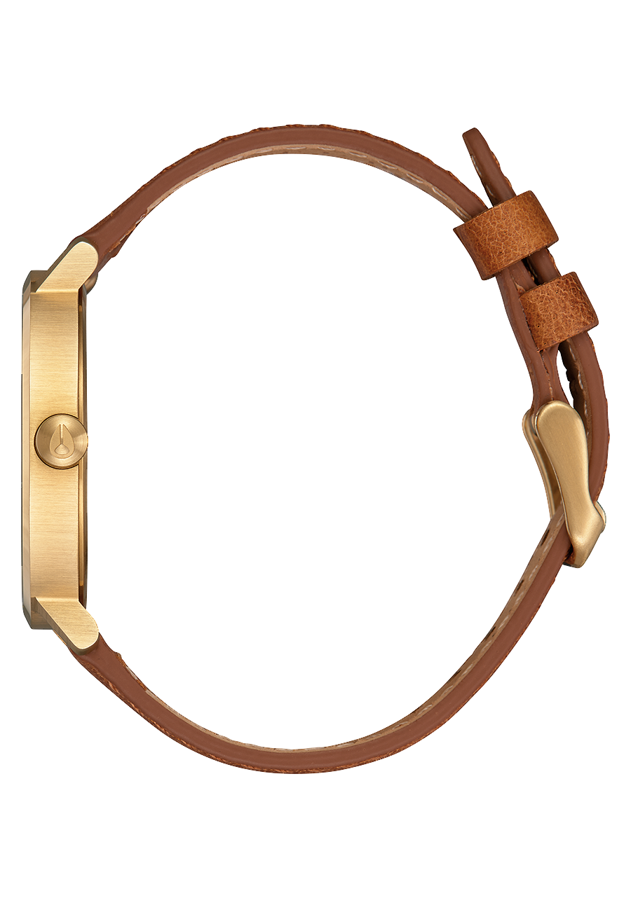 
NIXDEV01 Arrow Leather Analog Watch - Gold / White / Saddle - View 2