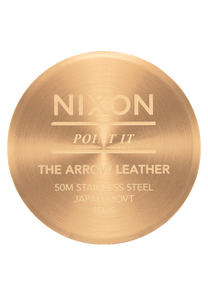 
NIXDEV01 Arrow Leather Analog Watch - Gold / White / Saddle - View 4