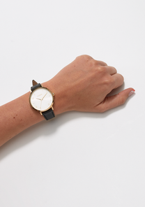 
NIXDEV01 Arrow Leather Analog Watch - Gold / Cream / Black - View 6