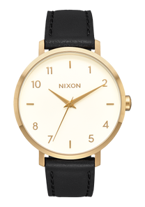 
NIXDEV01 Arrow Leather Analog Watch - Gold / Cream / Black - View 1