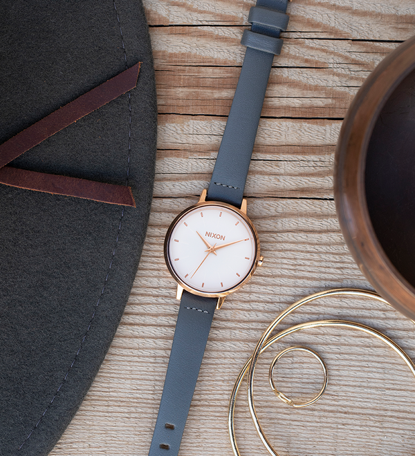 Medium Kensington Leather - Rose Gold / Gray