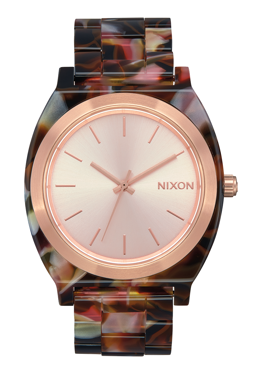 
NIXDEV01 Time Teller Acetate Analog Watch - Rose Gold / Pink Tortoise - View 1