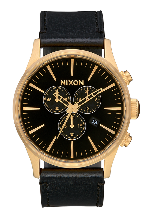 Sentry Chrono Leather - Gold / Black / Black